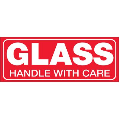 View larger image of 1 1/2 x 4" - "Glass - Handle With Care" Labels