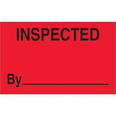 View larger image of 1 1/4 x 2" - "Inspected" (Fluorescent Red) Labels