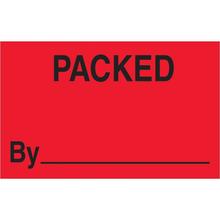1 1/4 x 2" - "Packed By" (Fluorescent Red) Labels