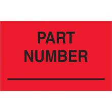 1 1/4 x 2" - "Part Number" (Fluorescent Red) Labels