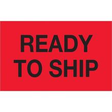 1 1/4 x 2" - "Ready To Ship" (Fluorescent Red) Labels