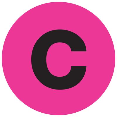 View larger image of 1" Circle - "C" (Fluorescent Pink) Letter Labels