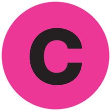 1" Circle - "C" (Fluorescent Pink) Letter Labels