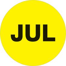 1" Circle - "JUL" (Fluorescent Yellow) Months of the Year Labels