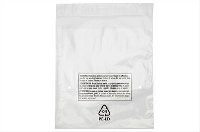 View larger image of 10" x 12" Pre Printed Lip and Tape Bags, Clear, 1.5 Mil , 1000/Case