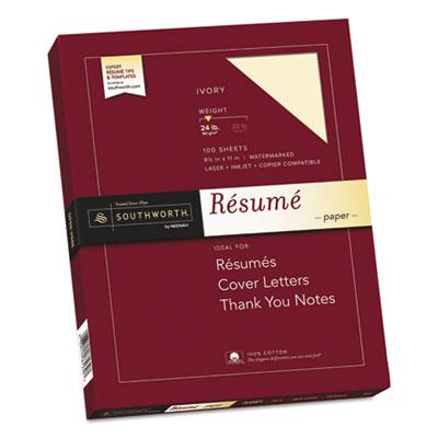 View larger image of 100% Cotton Resume Paper, 24 lb, 8.5 x 11, Ivory, 100/Pack