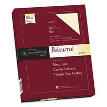 100% Cotton Resume Paper, 24 lb, 8.5 x 11, Ivory, 100/Pack