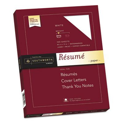 View larger image of 100% Cotton Resume Paper, 95 Bright, 24 lb, 8.5 x 11, White, 100/Pack