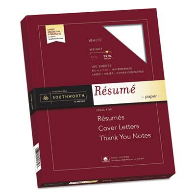 View larger image of 100% Cotton Resume Paper, 95 Bright, 32 lb, 8.5 x 11, White, 100/Pack