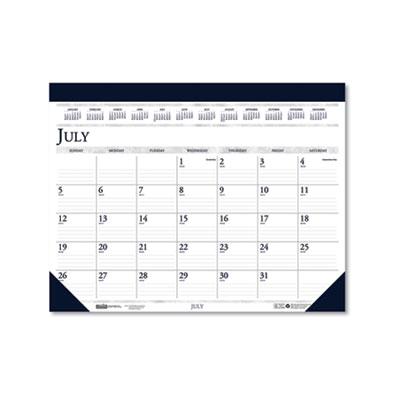 View larger image of Recycled Academic Desk Pad Calendar, 22 x 17, White/Blue Sheets, Blue Binding/Corners, 14-Month (July to Aug): 2023 to 2024