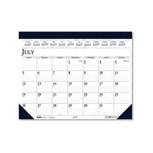 Recycled Academic Desk Pad Calendar, 22 X 17, White/blue Sheets, Blue Binding/corners, 14-Month (july To Aug): 2021 To 2022