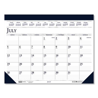 View larger image of Recycled Academic Desk Pad Calendar, 18.5 x 13, White/Blue Sheets, Blue Binding/Corners, 14-Month (July to Aug): 2024 to 2025
