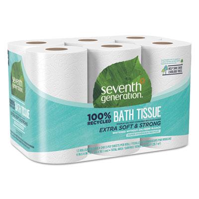 View larger image of 100% Recycled Bathroom Tissue, Septic Safe, 2-Ply, White, 240 Sheets/Roll, 12/Pack