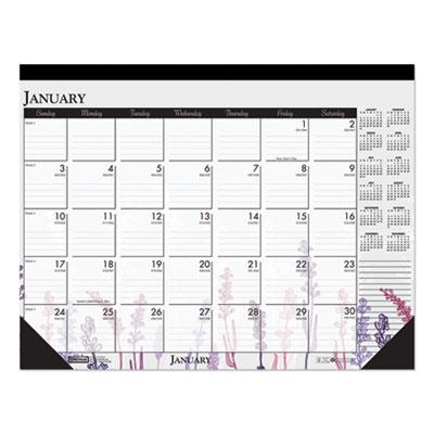 View larger image of Recycled Desk Pad Calendar, Wild Flowers Artwork, 22 x 17, White Sheets, Black Binding/Corners,12-Month (Jan-Dec): 2024