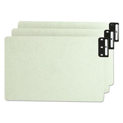 View larger image of 100% Recycled End Tab Pressboard Guides with Metal Tabs, 1/3-Cut End Tab, A to Z, 8.5 x 14, Green, 25/Set
