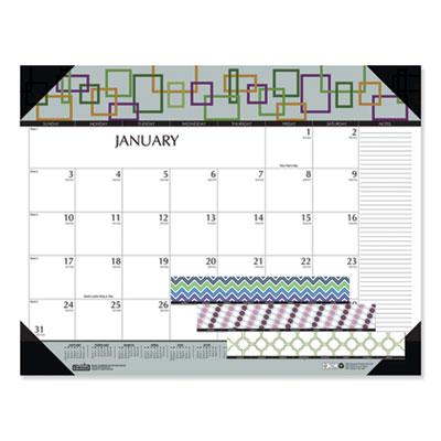 View larger image of Recycled Desk Pad Calendar, Geometric Artwork, 22 x 17, White Sheets, Black Binding/Corners,12-Month (Jan to Dec): 2024