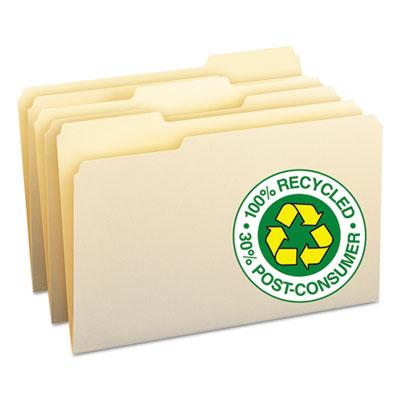 View larger image of 100% Recycled Manila Top Tab File Folders, 1/3-Cut Tabs, Legal Size, 100/Box