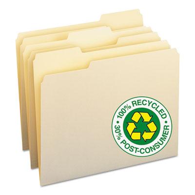 View larger image of 100% Recycled Manila Top Tab File Folders, 1/3-Cut Tabs, Letter Size, 100/Box