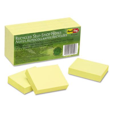 View larger image of 100% Recycled Notes, 1 1/2 x 2, Yellow, 12 100-Sheet Pads/Pack