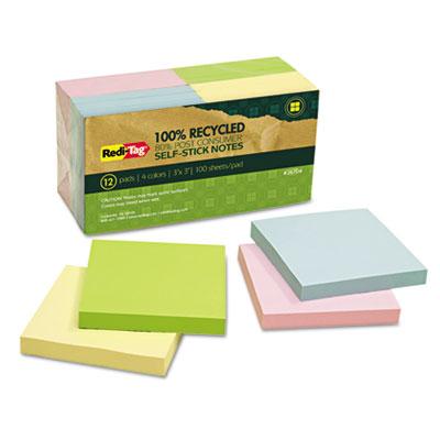 View larger image of 100% Recycled Notes, 3 x 3, Four Colors, 12 100-Sheet Pads/Pack