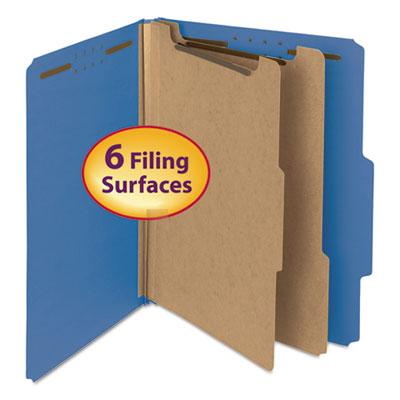 View larger image of Recycled Pressboard Classification Folders, 2" Expansion, 2 Dividers, 6 Fasteners, Letter Size, Dark Blue, 10/Box