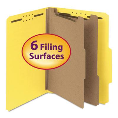 View larger image of Recycled Pressboard Classification Folders, 2" Expansion, 2 Dividers, 6 Fasteners, Letter Size, Yellow Exterior, 10/Box
