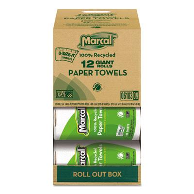 View larger image of 100% Recycled Roll Towels, 2-Ply, 5 1/2 x 11, 140 Sheets, 12 Rolls/Carton