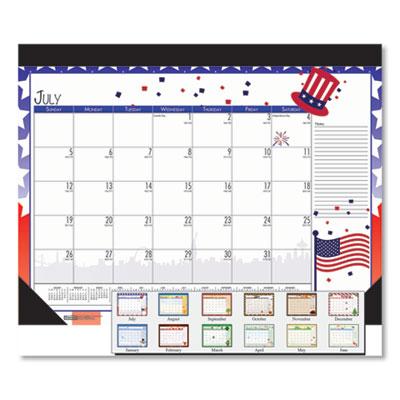 View larger image of Recycled Academic Year Desk Pad Calendar, Illustrated Seasons Artwork, 22 x 17, Black Binding, 12-Month (July-June): 2023-24