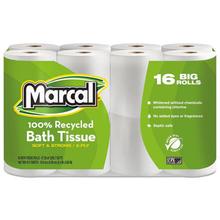 100% Recycled 2-Ply Bath Tissue, Septic Safe, White, 168 Sheets/Roll, 16 Rolls/Pack
