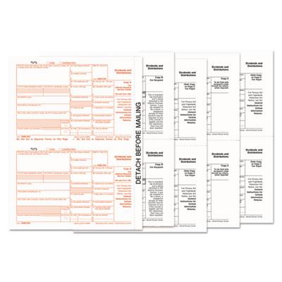 View larger image of 1099-DIV Tax Forms for Inkjet/Laser Printers, Fiscal Year: 2023, Five-Part Carbonless, 8 x 5.5, 2 Forms/Sheet, 24 Forms Total
