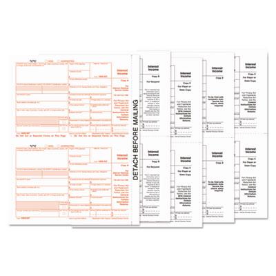 View larger image of 1099-INT Tax Forms for Inkjet/Laser Printers, Fiscal Year: 2023, Five-Part Carbonless, 8 x 5.5, 2 Forms/Sheet, 24 Forms Total