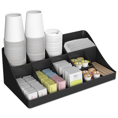 View larger image of 11-Compartment Coffee Condiment Organizer, 18.25 x 6.63 x 9.78, Black
