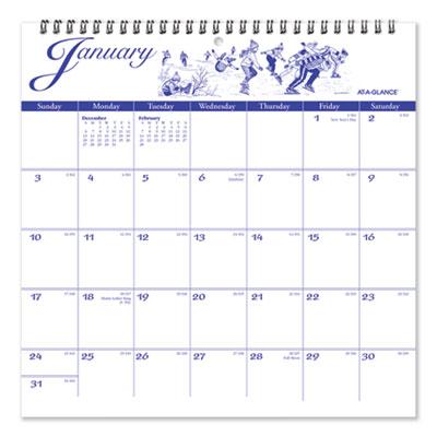 View larger image of Illustrator's Edition Wall Calendar, Victorian Illustrations Artwork, 12 x 12, White/Blue Sheets, 12-Month (Jan to Dec): 2024