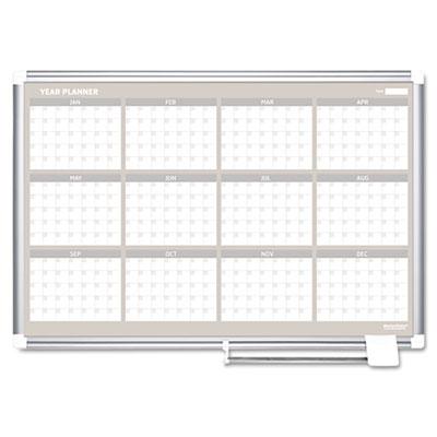 View larger image of Magnetic Dry Erase Calendar Board, 12-Month, 36 x 24, White Surface, Silver Aluminum Frame