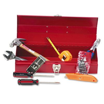 View larger image of 16-Piece Light-Duty Office Tool Kit, Metal Box, Red