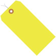 2 3/4 x 1 3/8" Fluorescent Yellow 13 Pt. Shipping Tags - Pre-Wired