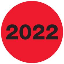2" Circle - "2022" (Fluorescent Red) Year Labels