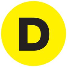2" Circle - "D" (Fluorescent Yellow) Letter Labels