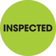 2" Circle - "Inspected" Fluorescent Green Labels