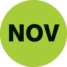 2" Circle - "NOV" (Fluorescent Green) Months of the Year Labels