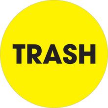 2" Circle - "Trash" (Fluorescent Yellow) Labels