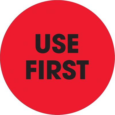 View larger image of 2" Circle - "Use First" Fluorescent Red Labels