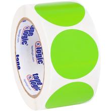 2" Circles - Fluorescent Green Removable Labels