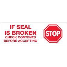 2" x 110 yds. - "Stop If Seal Is Broken" (18 Pack) Tape Logic® Messaged Carton Sealing Tape