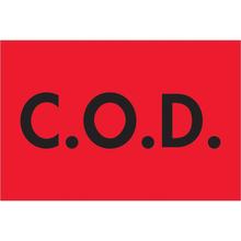 2 x 3" - "C.O.D." (Fluorescent Red) Labels