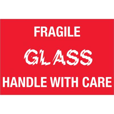 View larger image of 2 x 3" - "Fragile - Glass - Handle With Care" Labels