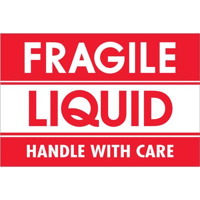 View larger image of 2 x 3" - "Fragile - Liquid - Handle With Care" Labels