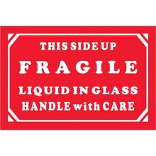2 x 3" - "Fragile - Liquid In Glass - Handle With Care" Labels