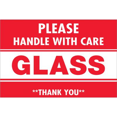 View larger image of 2 x 3" - "Glass - Handle With Care" Labels
