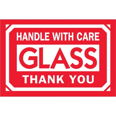View larger image of 2 x 3" - "Glass - Handle With Care - Thank You" Labels